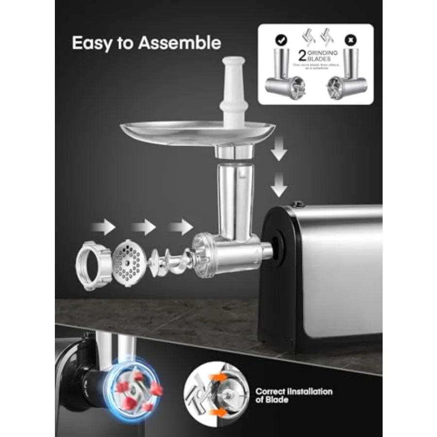 Electric Meat Grinder 3200W Max Meat Grinders for Home Use 3 in 1 Heavy Duty Meat Mincer with 2 Blades and 3 Plates Sausage Stu