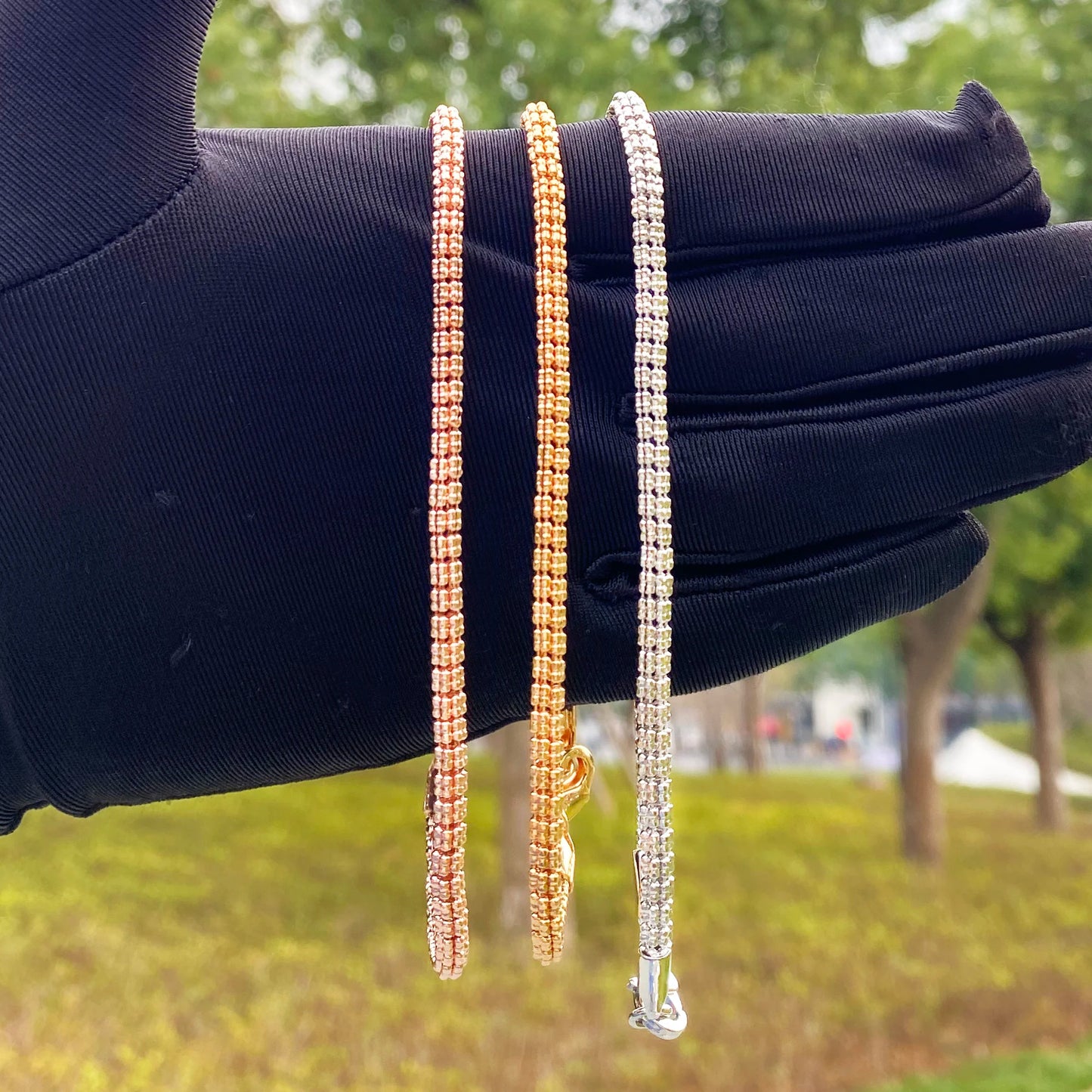 Aokaishen Round Snake Link Bracelet for Women Real Gold Plated Hip Hop Jewelry