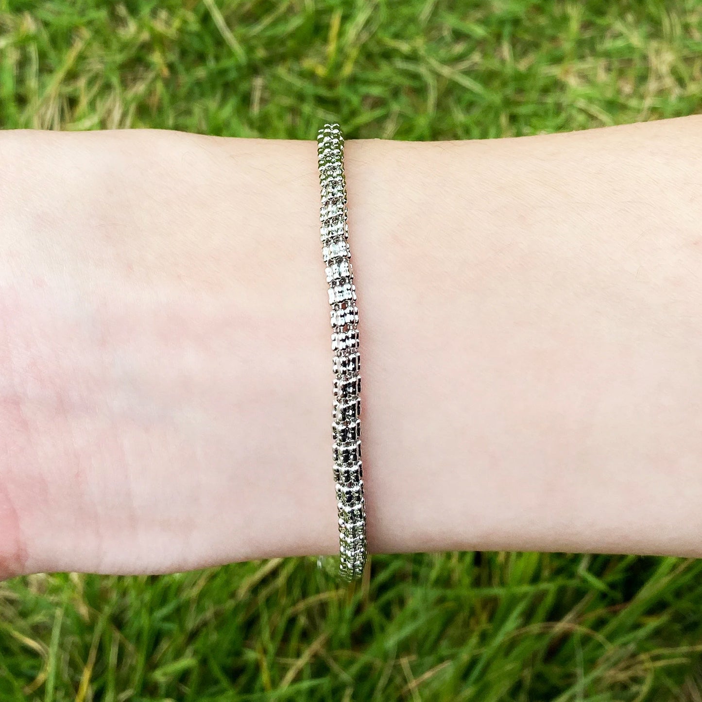 Aokaishen Round Snake Link Bracelet for Women Real Gold Plated Hip Hop Jewelry