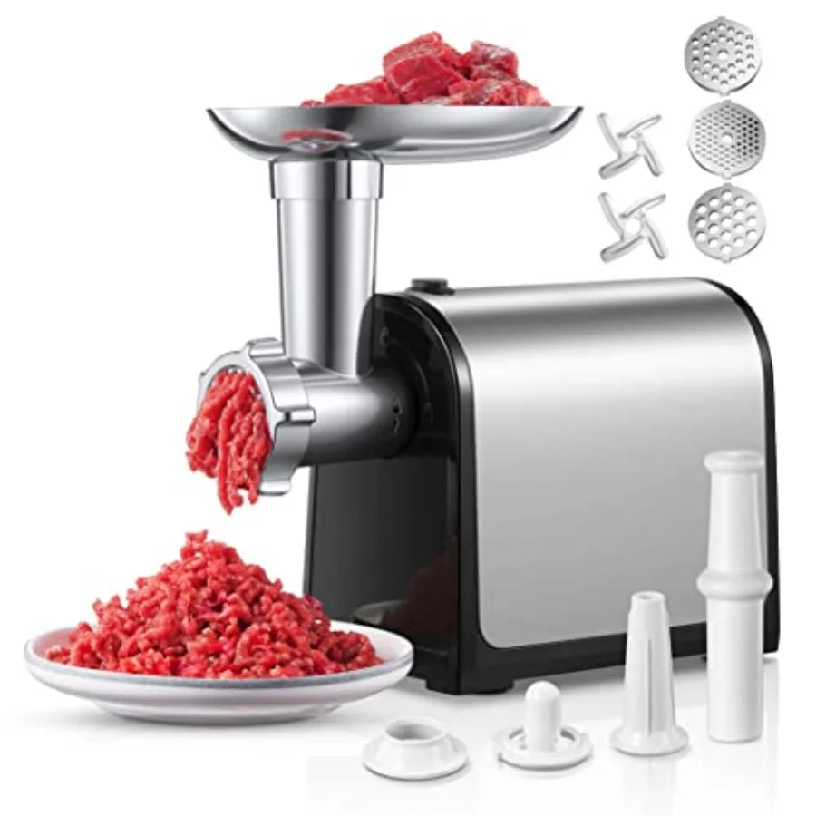Electric Meat Grinder 3200W Max Meat Grinders for Home Use 3 in 1 Heavy Duty Meat Mincer with 2 Blades and 3 Plates Sausage Stu