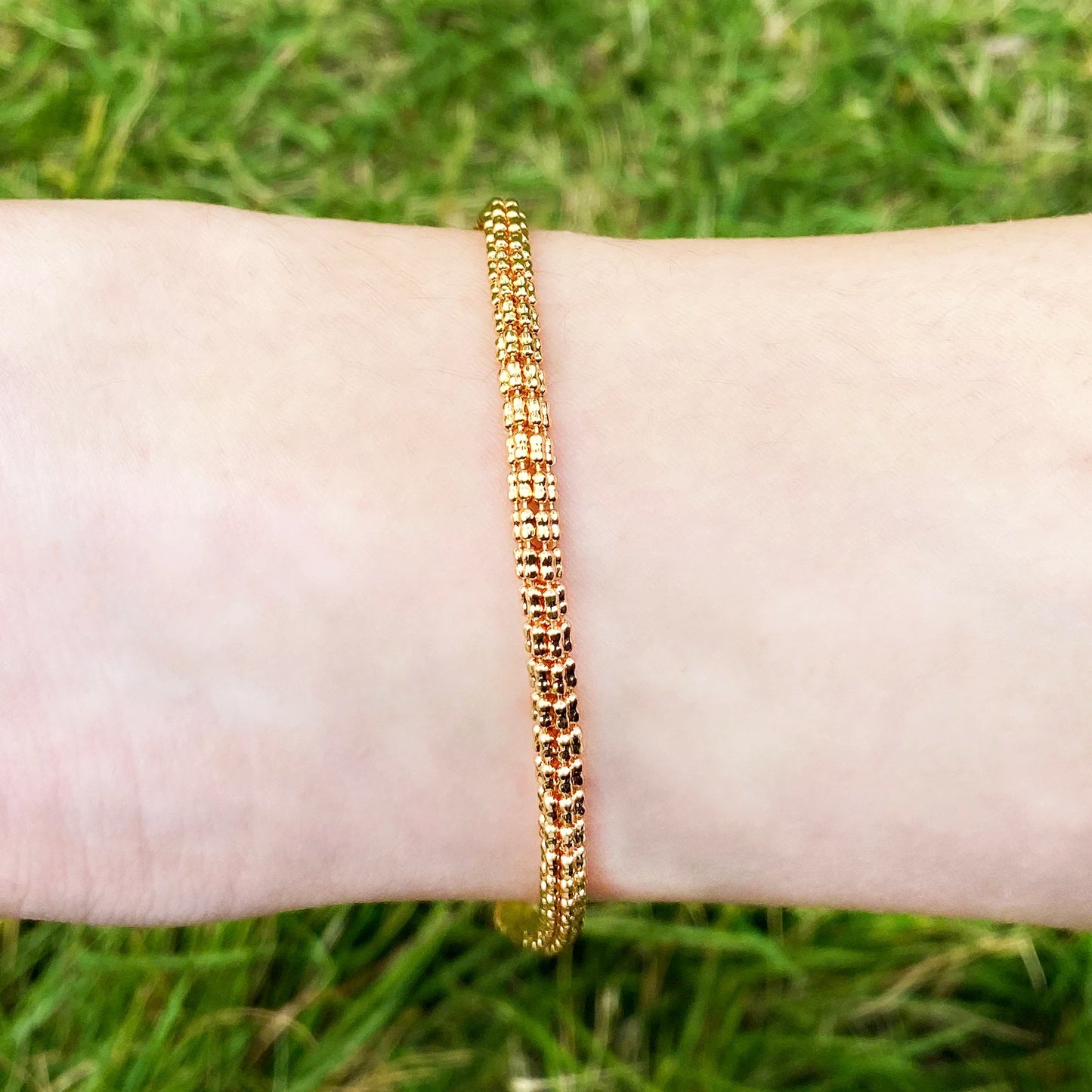 Aokaishen Round Snake Link Bracelet for Women Real Gold Plated Hip Hop Jewelry