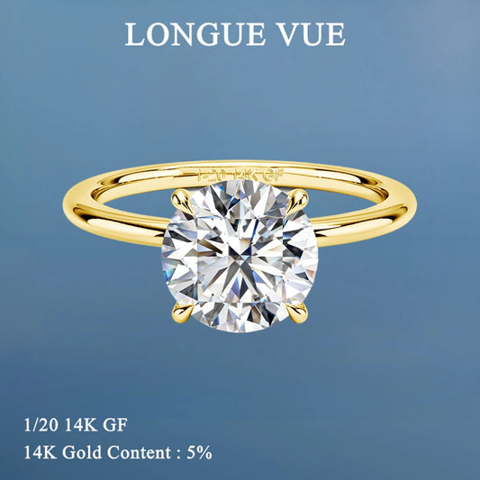 2 Carat Never Fading 14K Gold Filled Solitaire Moissanite Ring Solid Women Wedding Band Engagement Gift Hypoallergenic Jewelry